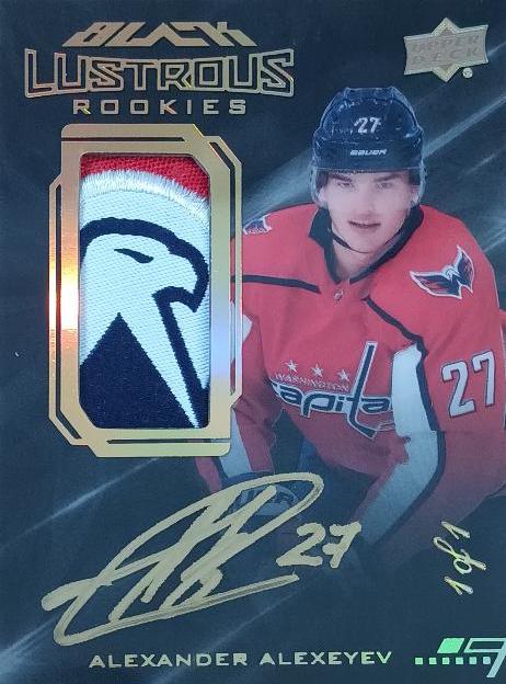 Alexander Alexeyev #LPA-AX Hockey Cards 2020 SPx Updates Black Lustrous Rookies Auto Patch