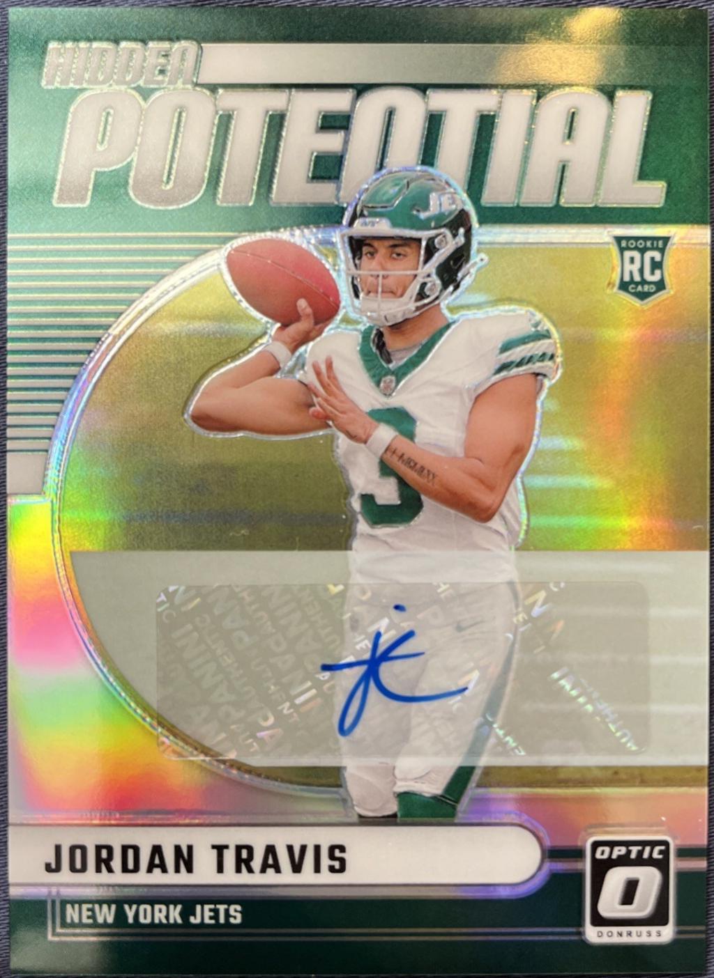 Jordan Travis #2 Football Cards 2024 Panini Donruss Optic Hidden Potential Autograph
