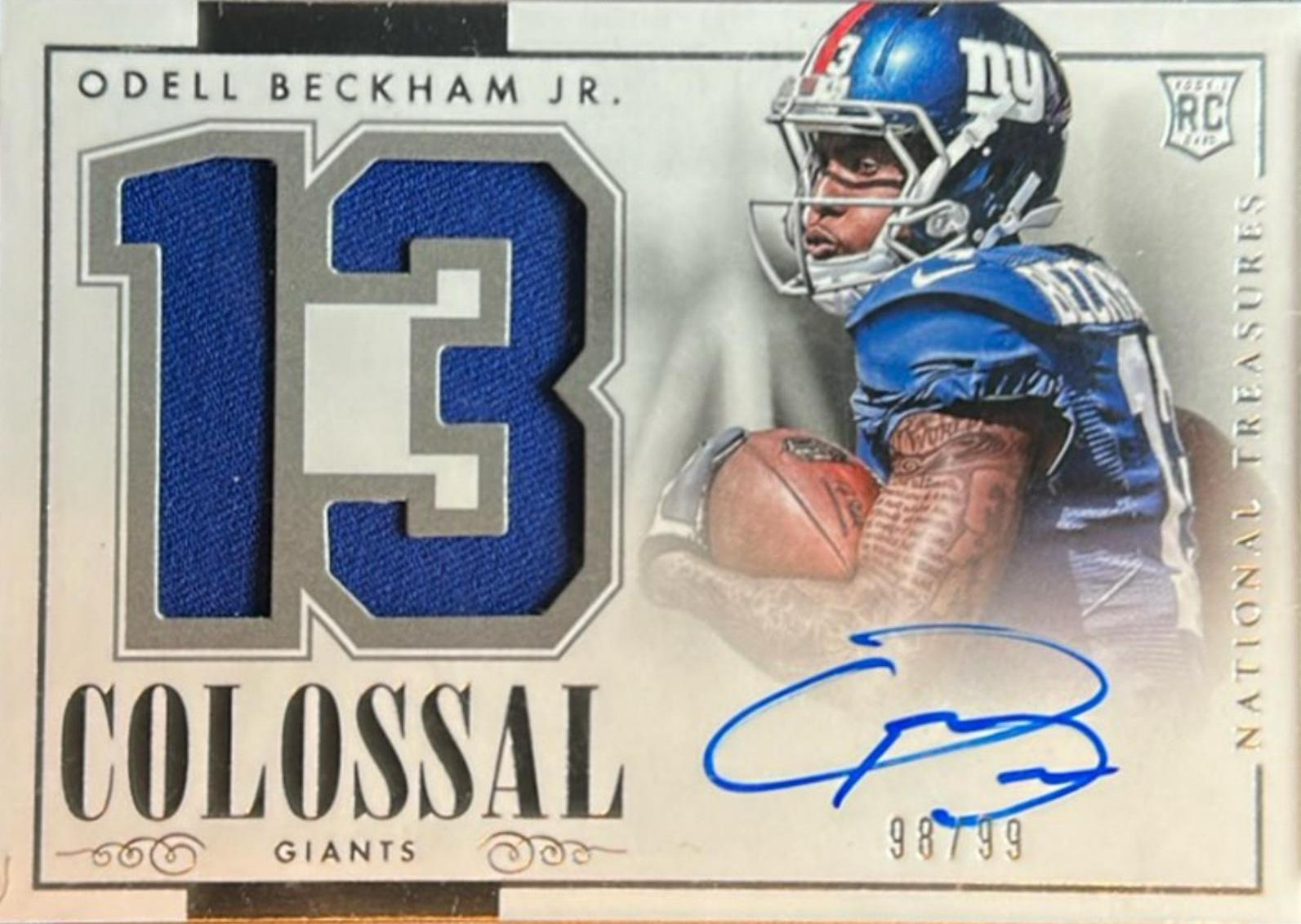 Odell Beckham Jr #RCN-OB Football Cards 2014 Panini National Treasures Rookie Colossal Jersey Number Signature