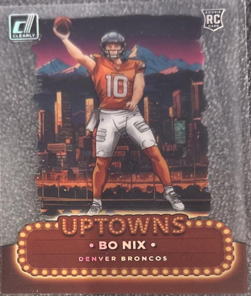 Bo Nix #3 Football Cards 2024 Clearly Donruss Uptowns