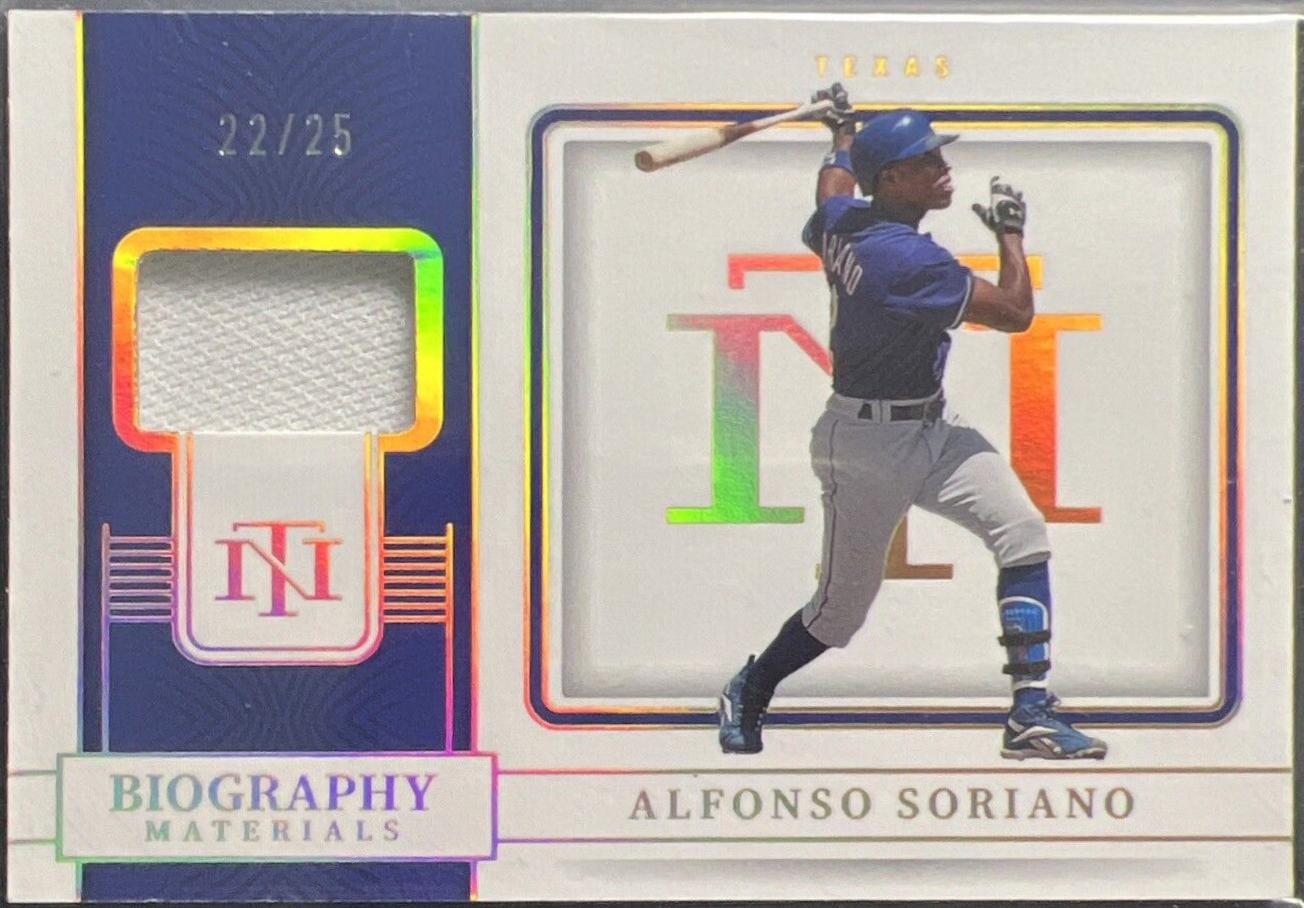 Alfonso Soriano #5 Baseball Cards 2023 Panini National Treasures Biography Materials
