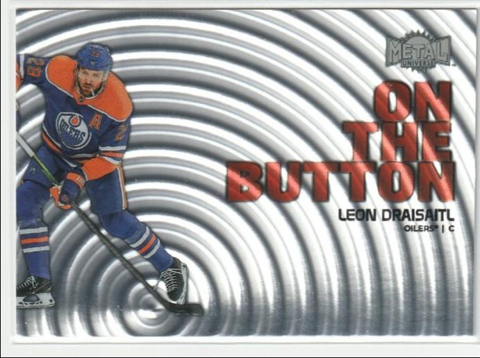 Leon Draisaitl #14 Hockey Cards 2024 SkyBox Metal Universe On the Button