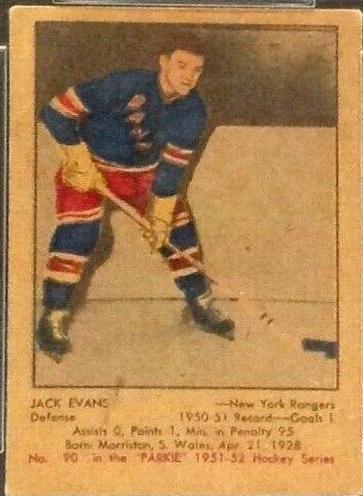 Jack Evans #90 Hockey Cards 1951 Parkhurst