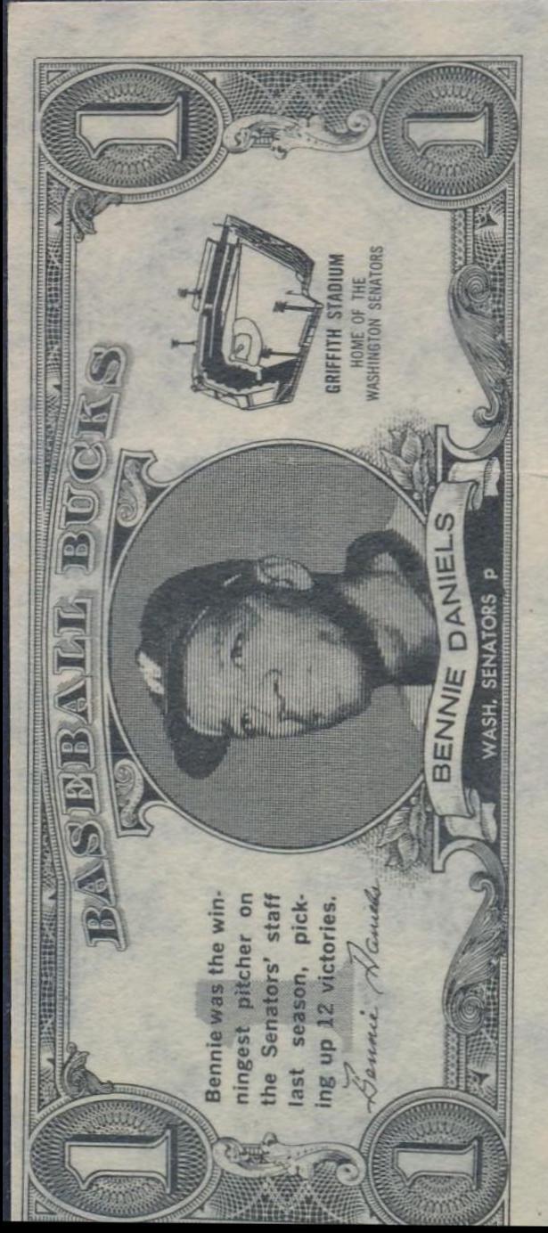 Bennie Daniels Baseball Cards 1962 Topps Bucks