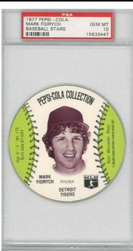 Mark Fidrych Baseball Cards 1977 Pepsi Cola Baseball Stars Discs