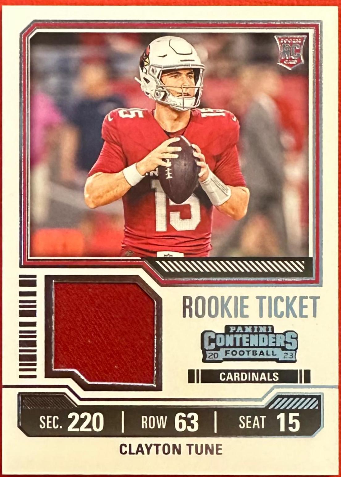 Clayton Tune #TS6 Football Cards 2023 Panini Contenders Rookie Ticket Swatch
