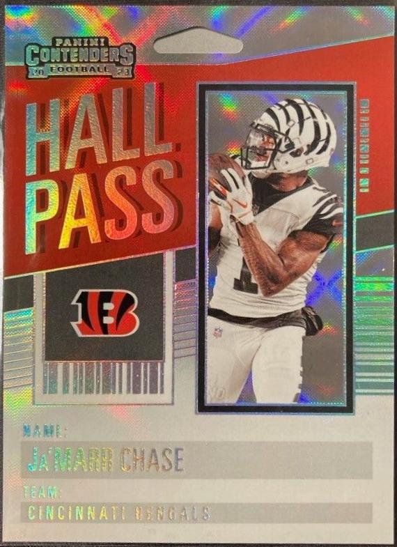 Ja'Marr Chase #7 Football Cards 2023 Panini Contenders Hall Pass