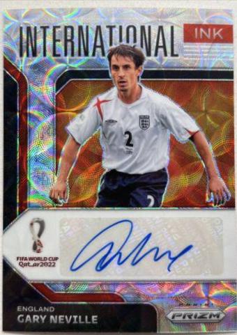 Gary Neville Soccer Cards 2022 Panini Prizm World Cup International Ink Autograph