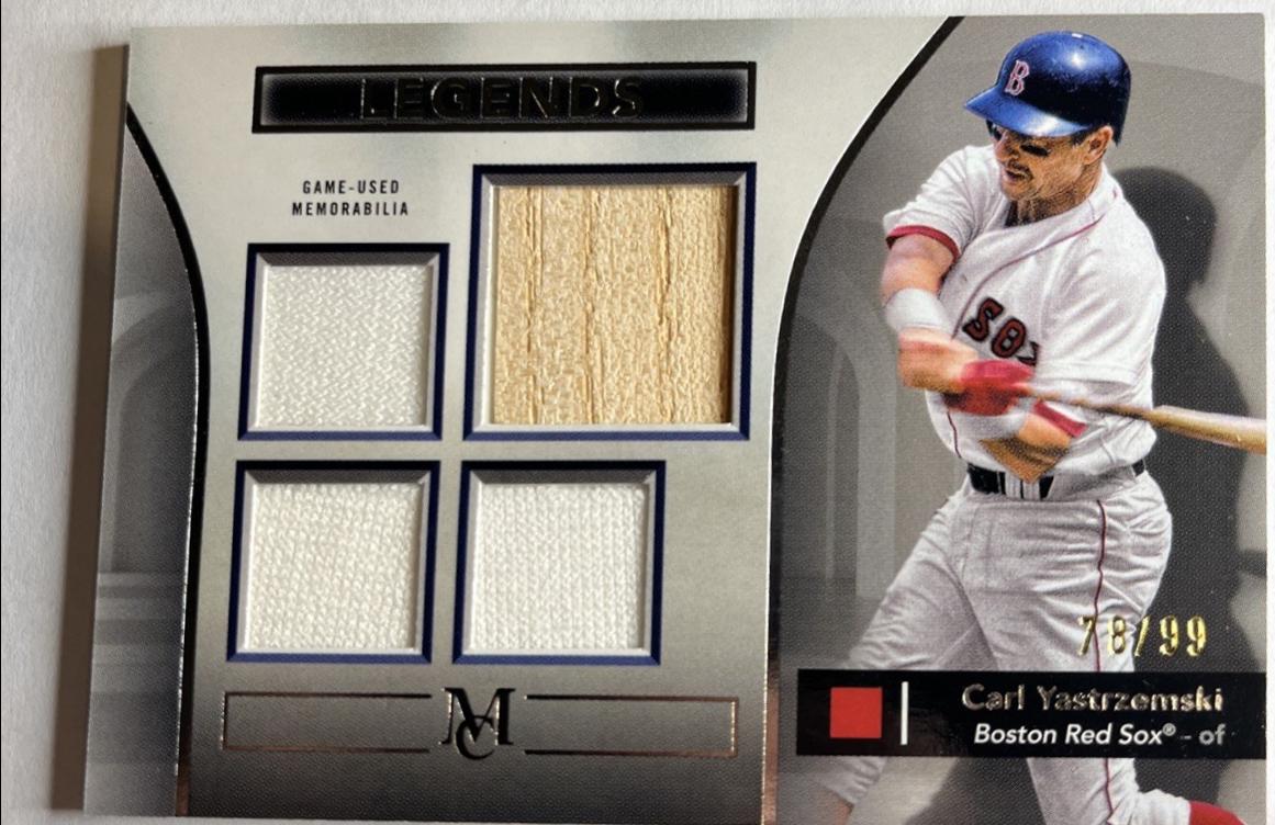 Carl Yastrzemski #SPPQR-CY Baseball Cards 2024 Topps Museum Collection Single-Player Primary Pieces Quad Relics Legend