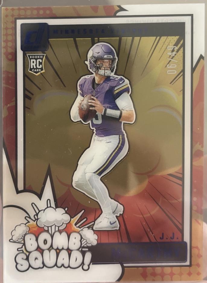 J.J. McCarthy #5 Football Cards 2024 Clearly Donruss Bomb Squad