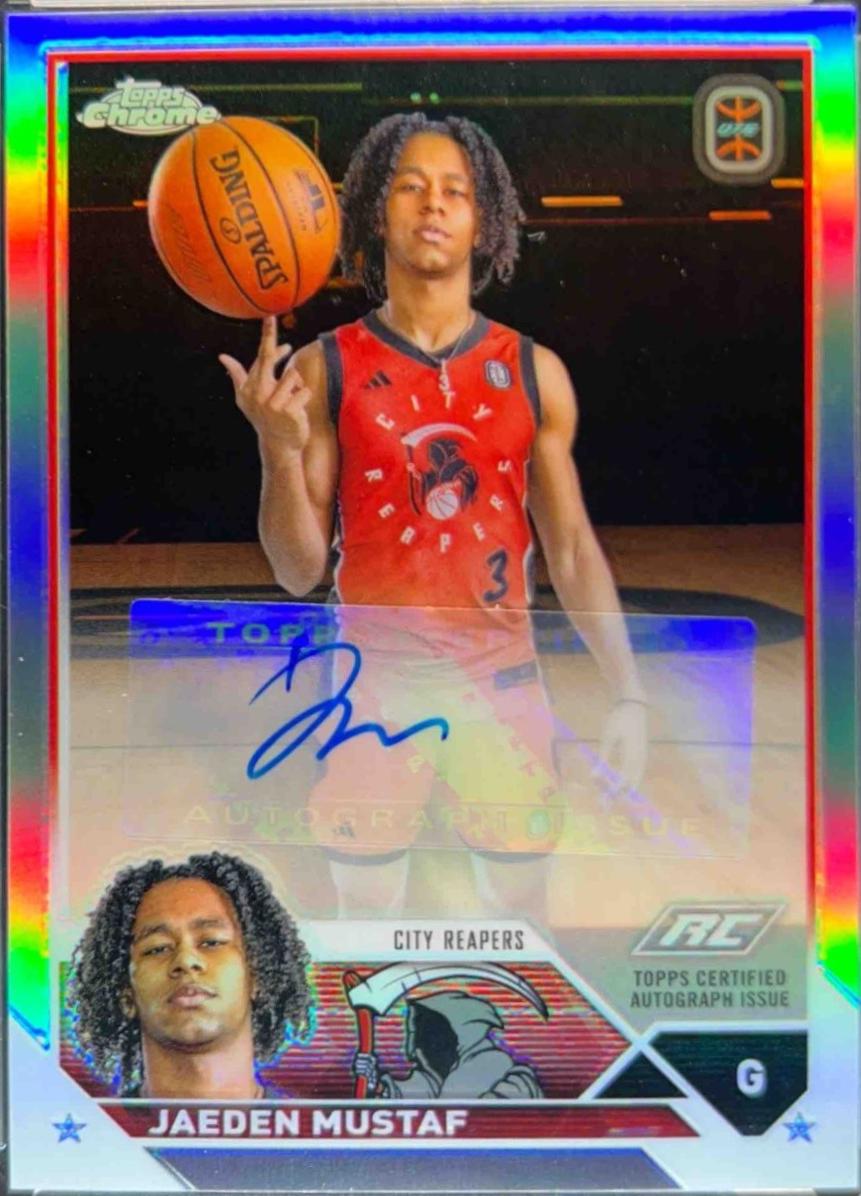 Jaeden Mustaf #A-JMA Basketball Cards 2023 Topps Chrome Overtime Elite Autograph