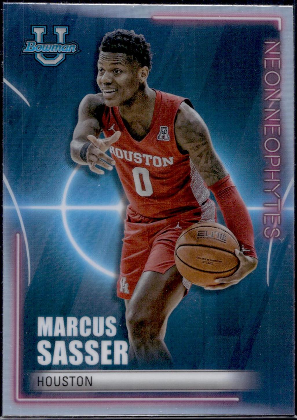 Marcus Sasser #NN-9 Basketball Cards 2022 Bowman University Best Neon Neophytes