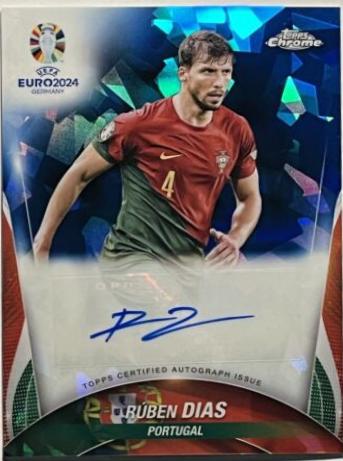 Ruben Dias #CA-RD Soccer Cards 2024 Topps Chrome Sapphire UEFA Euro Autograph
