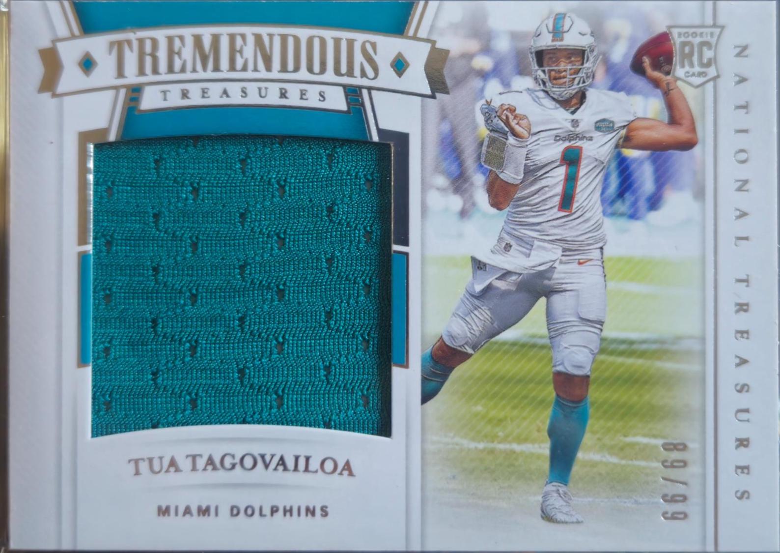 Tua Tagovailoa #TTR-TT Football Cards 2020 Panini National Treasures Tremendous Treasures Rookies Relics