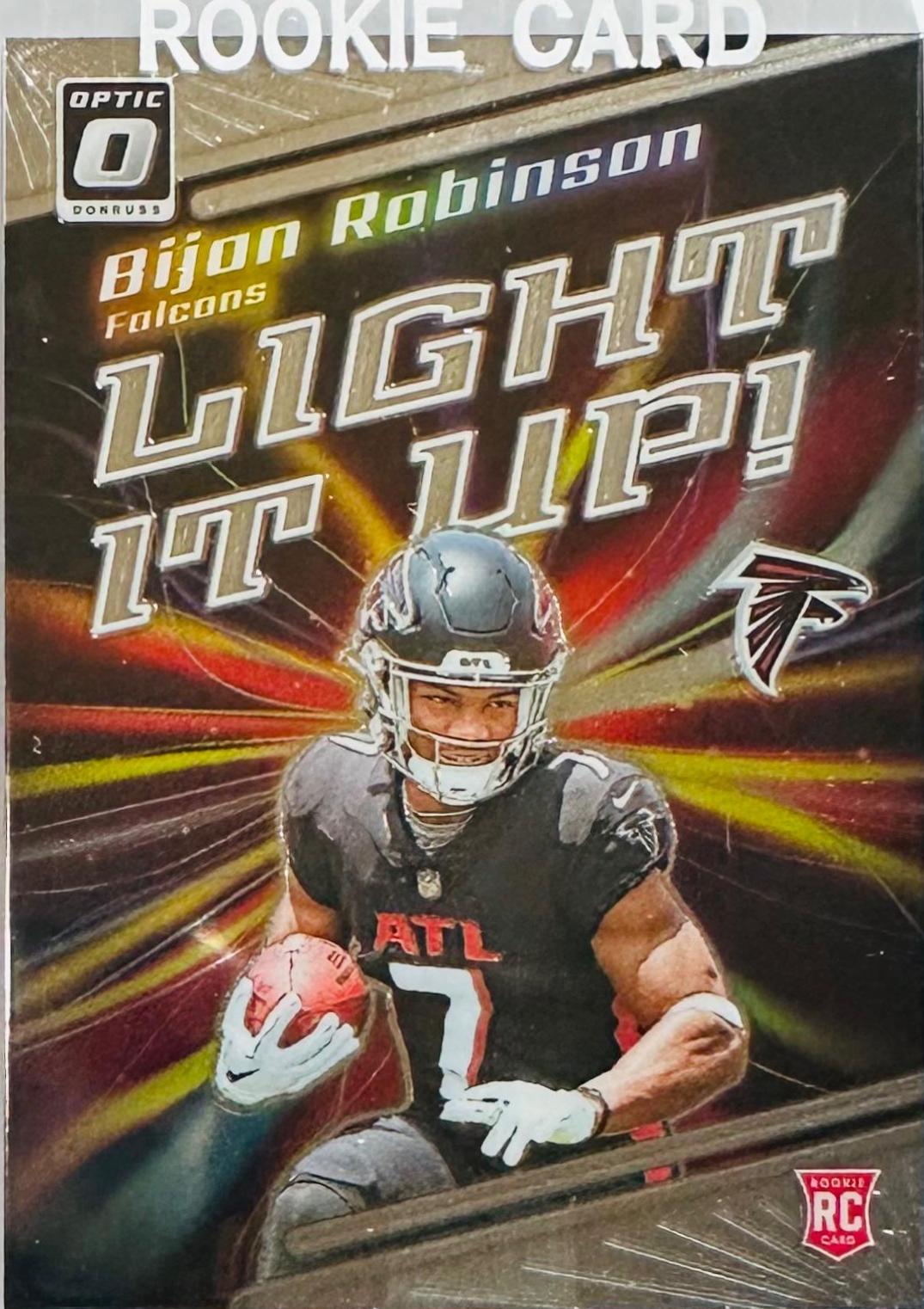 Bijan Robinson #LU-BR Football Cards 2023 Panini Donruss Optic Light It Up