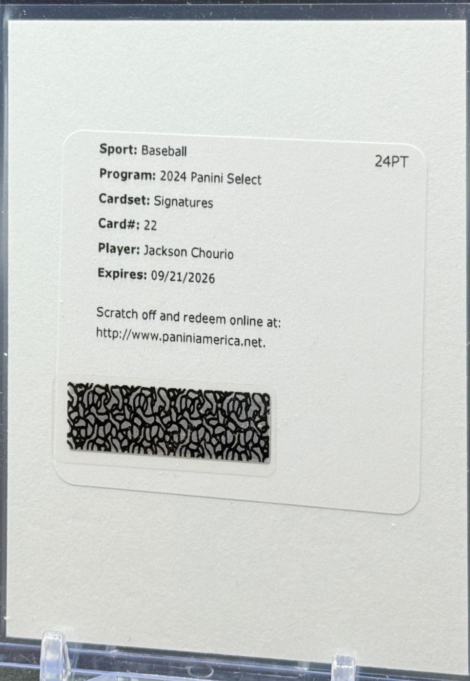 Jackson Chourio #SIG-JC Baseball Cards 2024 Panini Select Signature