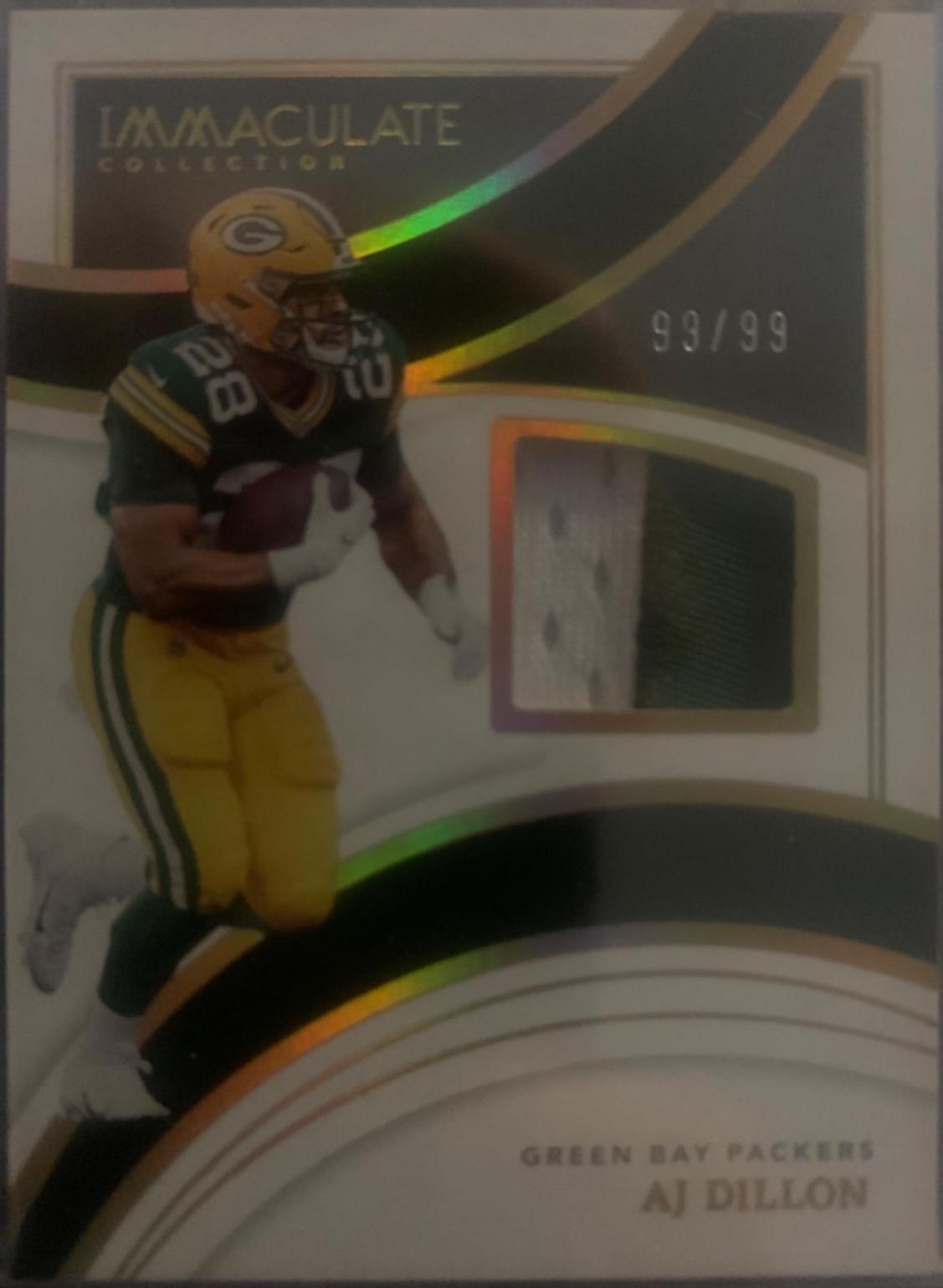 AJ Dillon #IM-AJD Football Cards 2022 Panini Immaculate Collection Patches