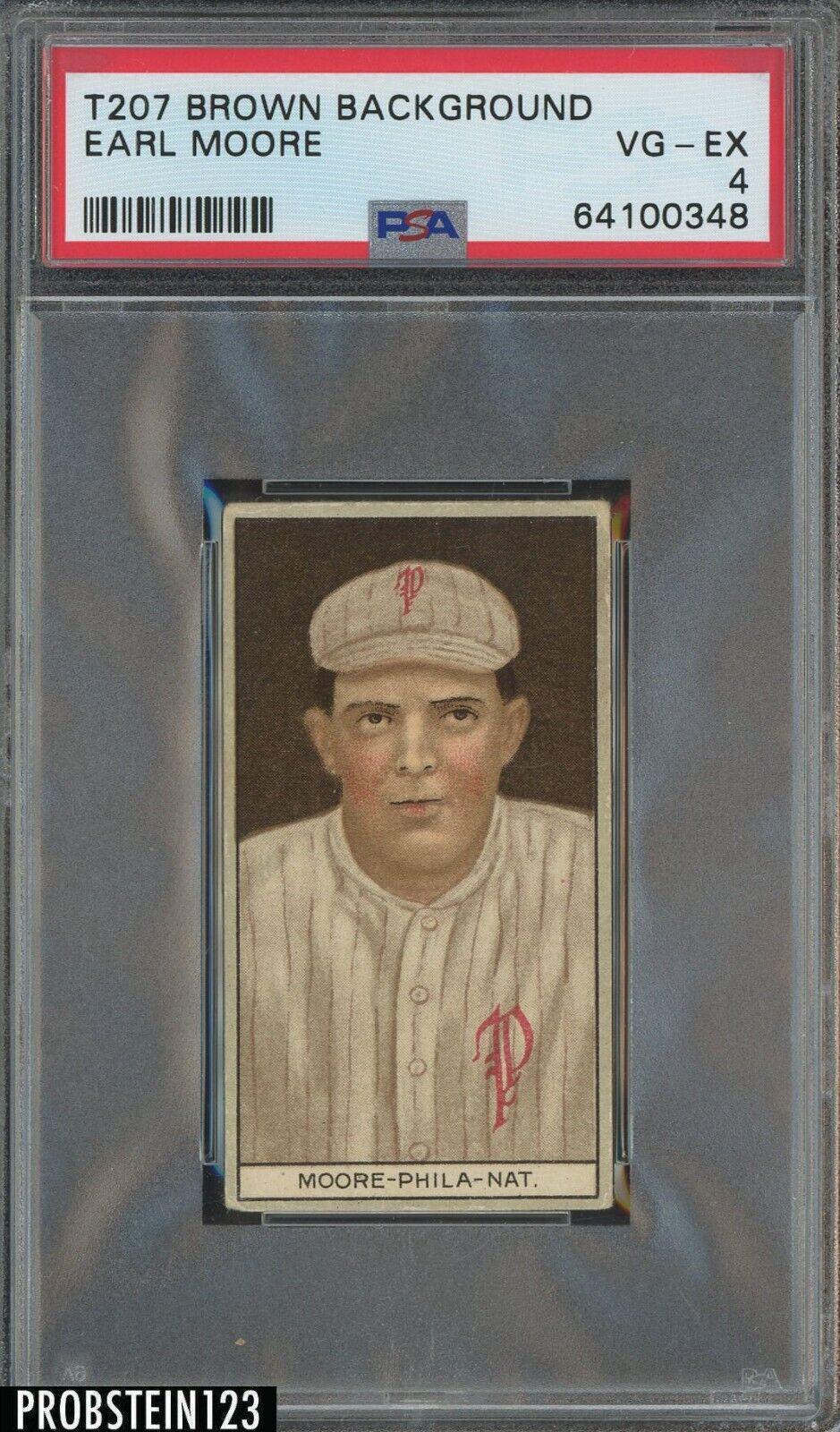 Earl Moore Baseball Cards 1912 T207 Brown Background