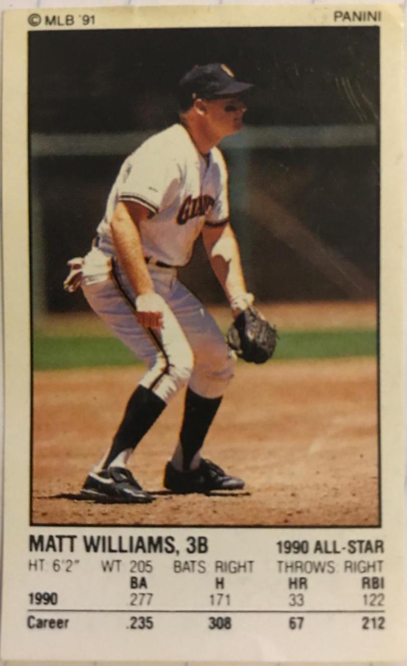 Matt Williams #76 Baseball Cards 1991 Panini Stickers