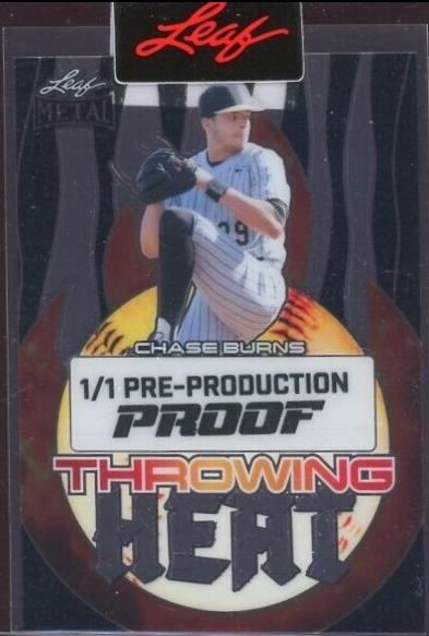 Chase Burns #TH-CB1 Baseball Cards 2024 Leaf Metal Throwing Heat