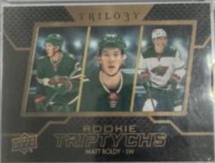 Matt Boldy #RT-BO Hockey Cards 2022 Upper Deck Trilogy Rookie Triptychs