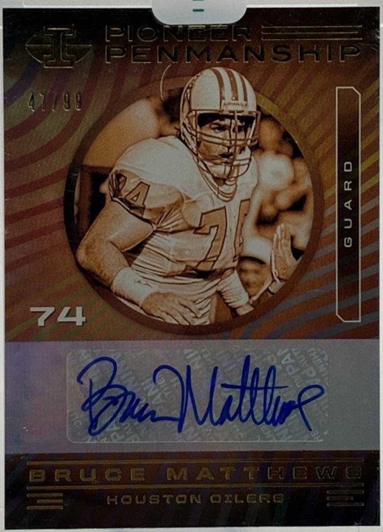 Bruce Matthews #PP10 Football Cards 2020 Panini Illusions Pioneer Penmanship