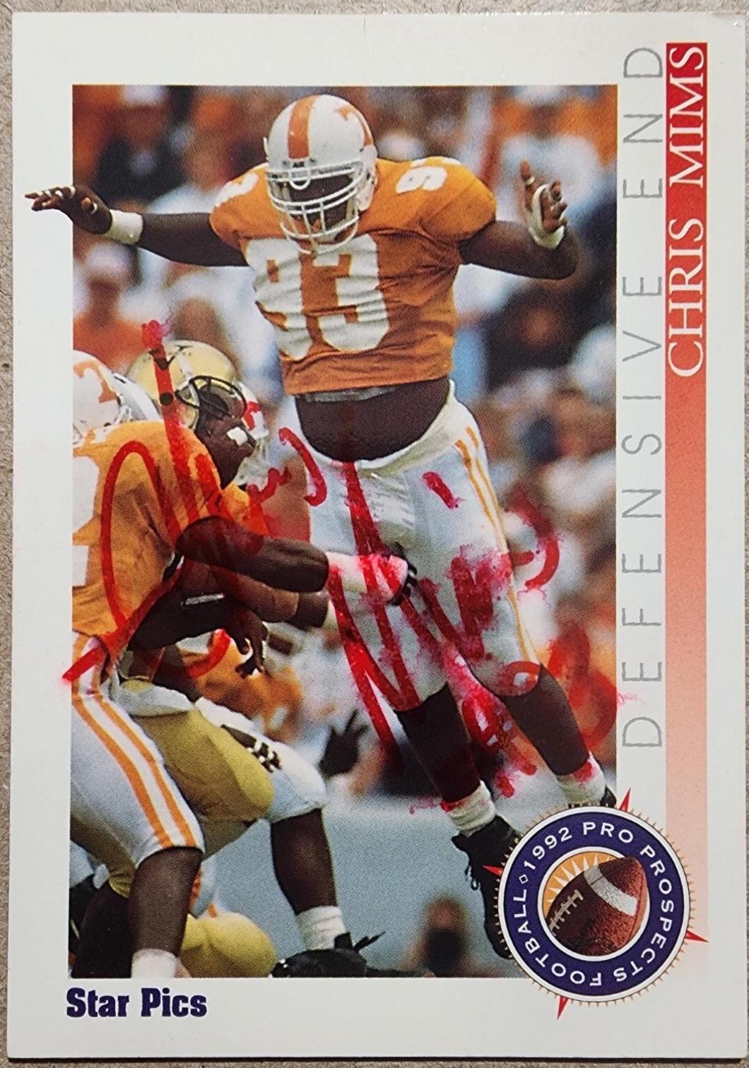 Chris Mims #92 1992 Star Pics Football