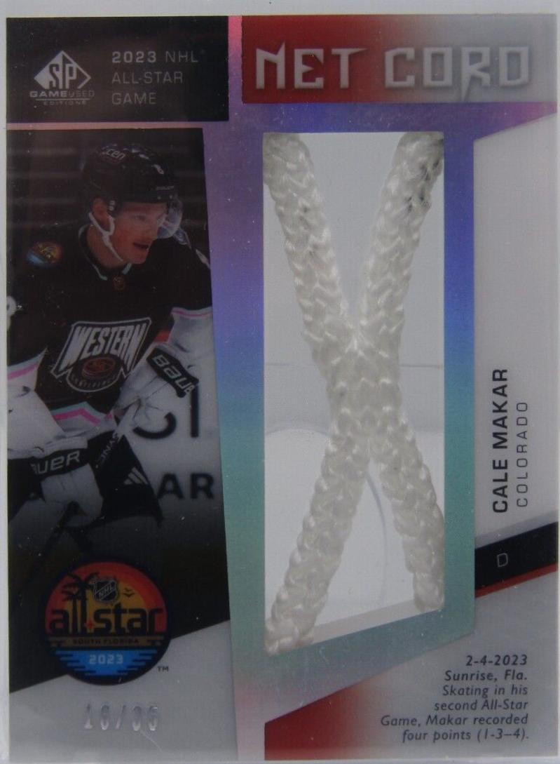 Cale Makar #ASN-MA Hockey Cards 2024 SP Game Used All Star Skills Net Cord Relic