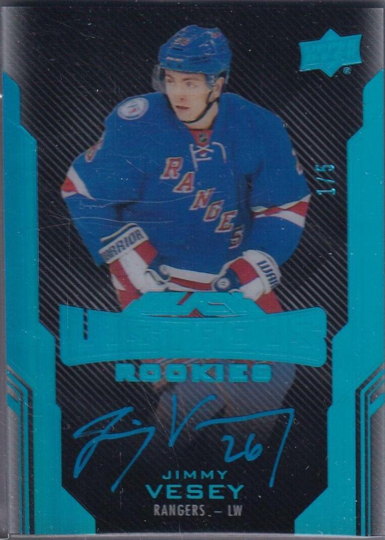 Jimmy Vesey #62 Hockey Cards 2016 Upper Deck Black Lustrous Rookie Signatures