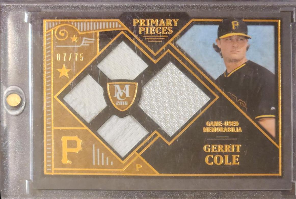 Gerrit Cole #PPQR-GC Baseball Cards 2016 Topps Museum Collection Primary Pieces Quad Relics