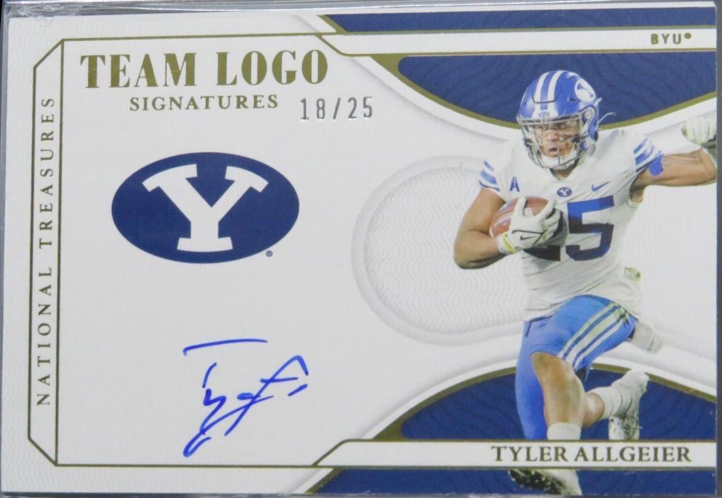 Tyler Allgeier #TL-TAL Football Cards 2022 Panini National Treasures Collegiate Team Logo Signatures