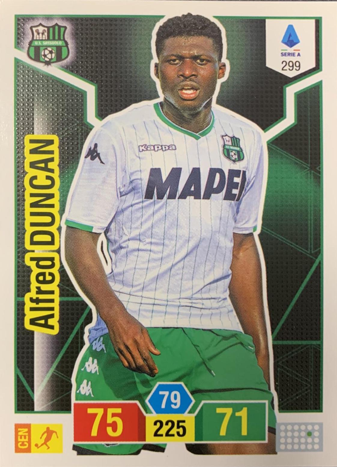 Alfred Duncan #299 2019 Panini Calciatori Adrenalyn XL Soccer