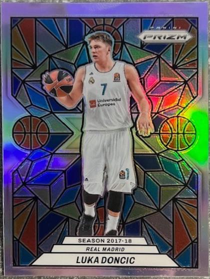 Luka Doncic #7 Basketball Cards 2024 Panini Prizm EuroLeague Stained Glass