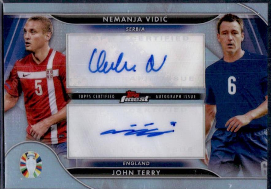 Nemanja Vidic / John Terry #FDA-VT Soccer Cards 2023 Topps Finest Road To UEFA EURO Dual Autograph