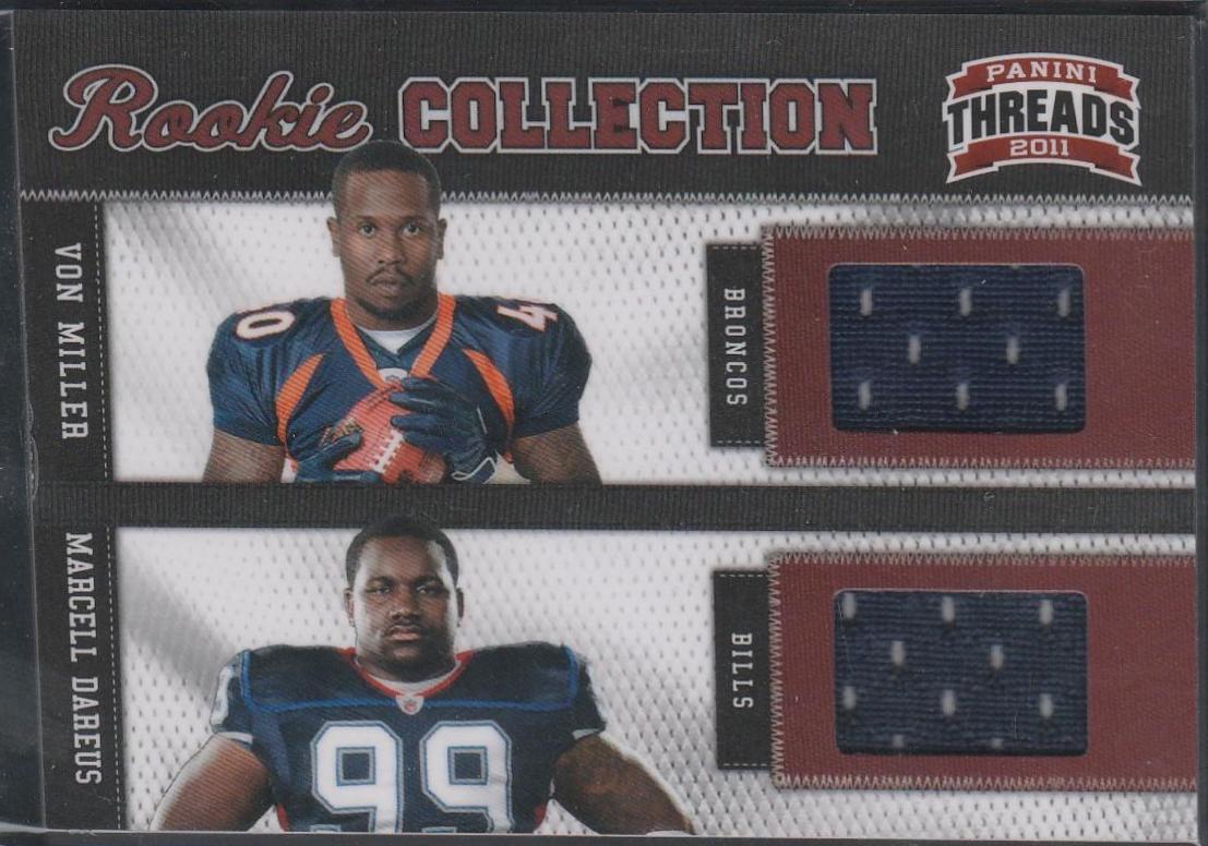 Von Miller / Marcell Dareus #15 Football Cards 2011 Panini Threads Rookie Collection Combo Material