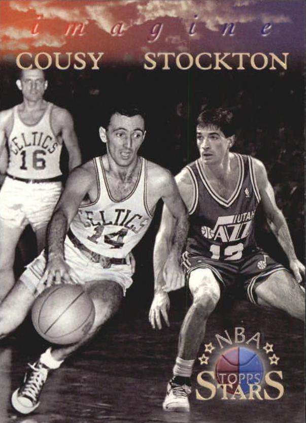 John Stockton / Bob Cousy #I-14 Basketball Cards 1996 Topps Stars Imagine
