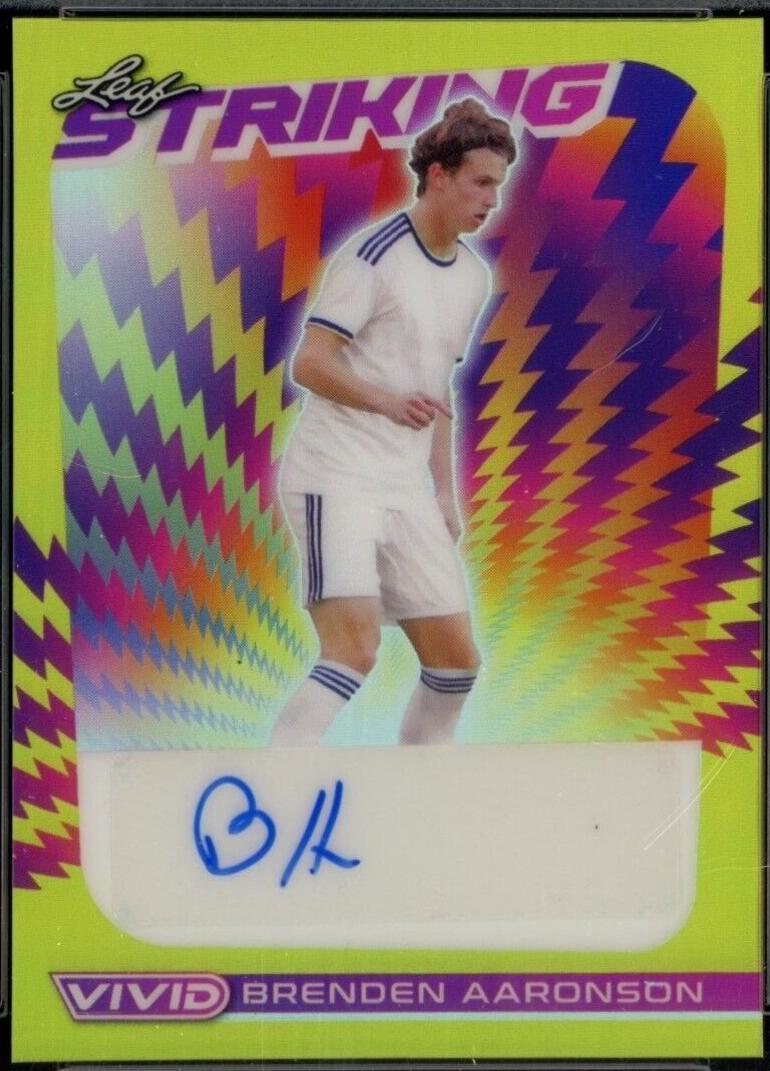 Brenden Aaronson #S-BA1 Soccer Cards 2022 Leaf Vivid Striking Autographs