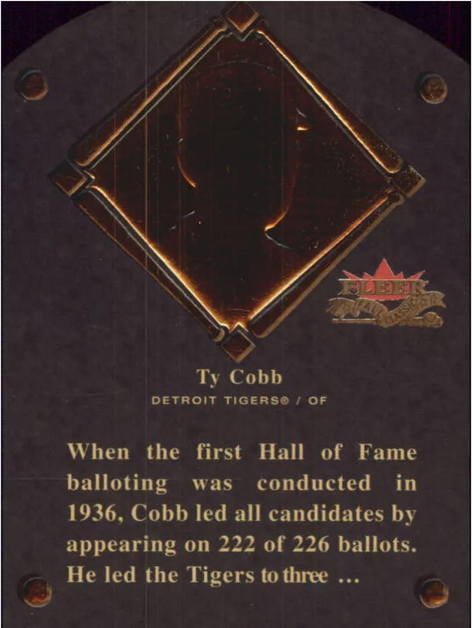 Ty Cobb #4 Baseball Cards 2002 Fleer Fall Classic HOF Plaque