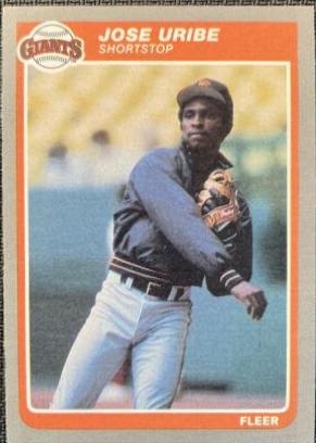 Jose Uribe #U-124 Baseball Cards 1985 Fleer Update