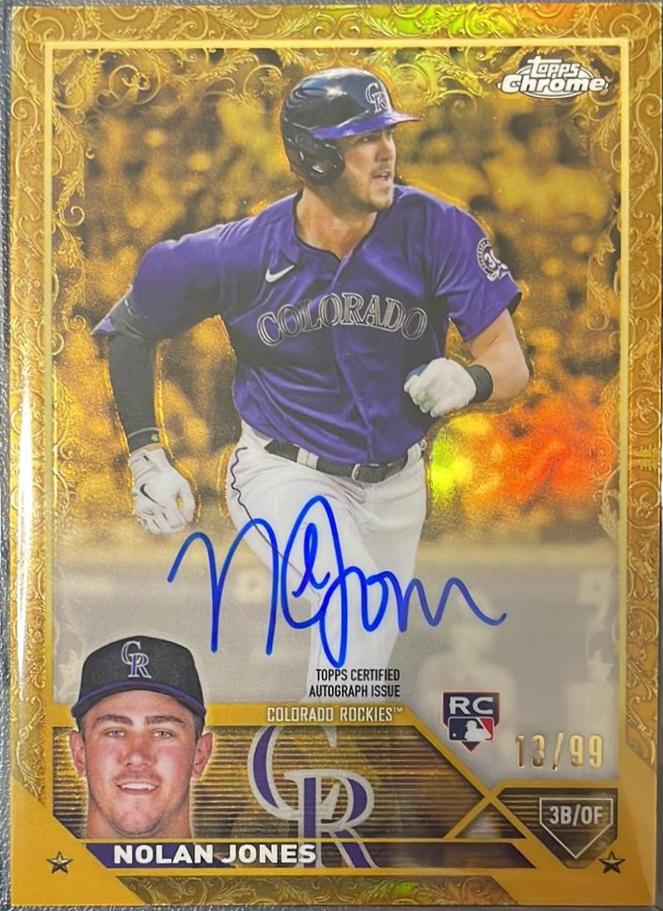 Nolan Jones #CGA-NJ 2023 Topps Gilded Collection Chrome Gold Etch Autographs Baseball