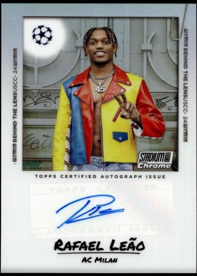 Rafael Leao #BTLA-RL Soccer Cards 2023 Topps Stadium Club Chrome UEFA Behind the Lens Autograph