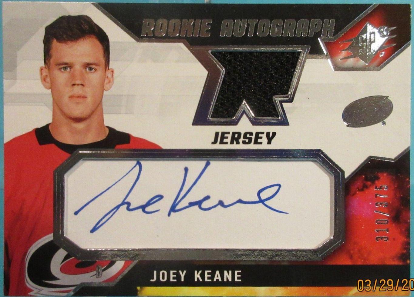 Joey Keane #JK 2021 Spx Rookie Auto Jersey Hockey