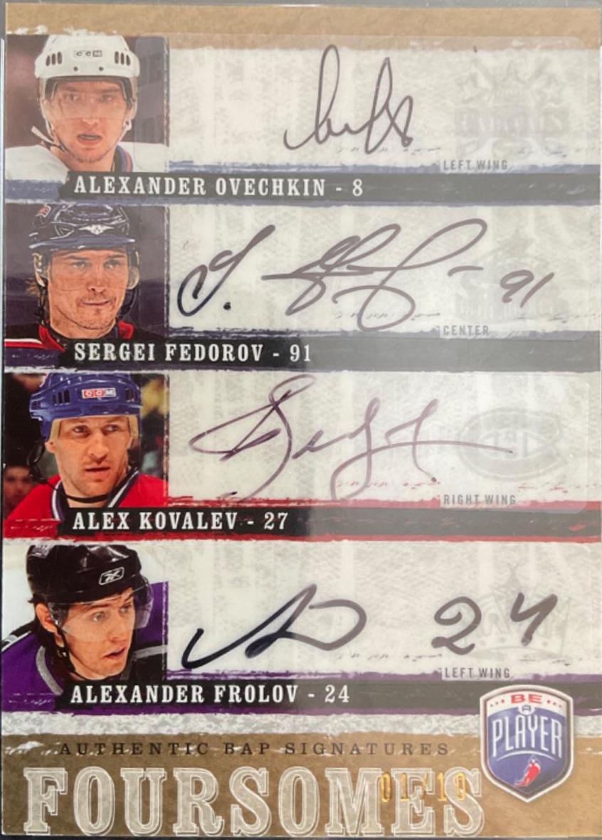 Alexander Ovechkin, Sergei Federov, Alex Kovelev, Alexander Prolov #F-OFKF Hockey Cards 2006 Upper Deck Be A Player Signature Foursome