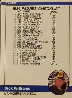 Padres/Special Cards Checklist