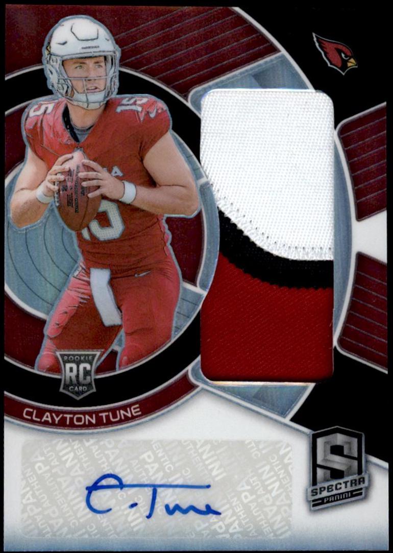 Clayton Tune #3 Football Cards 2023 Panini Spectra Radiant Rookie Patch Signature