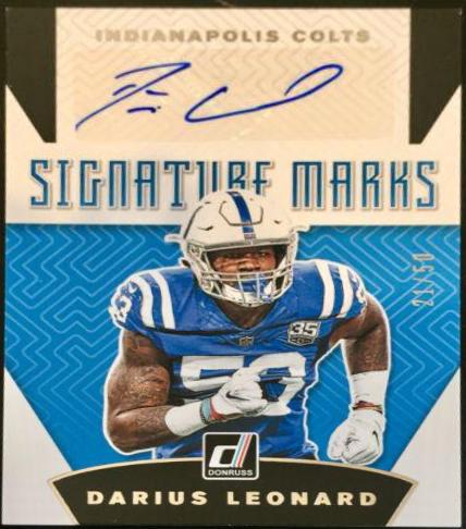 Darius Leonard #SM 46 Football Cards 2019 Donruss Signature Marks Autographs