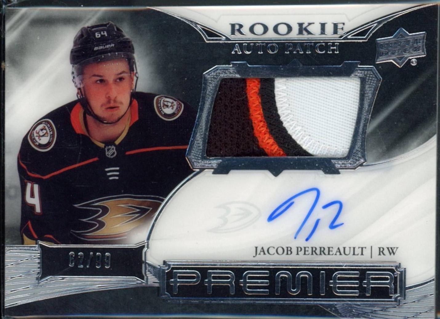 Jacob Perreault #AHR-JP 2022 Upper Deck Premier Acetate Rookie Auto Patch Horizontal Hockey
