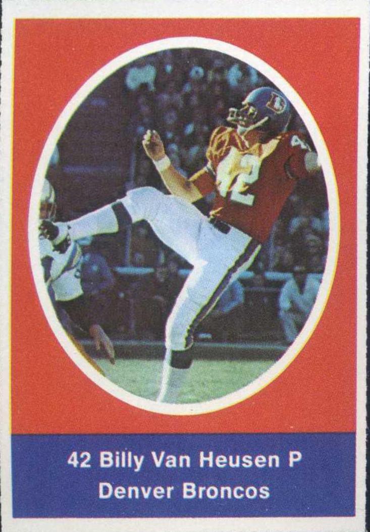 Billy Van Heusen Football Cards 1972 Sunoco Stamps