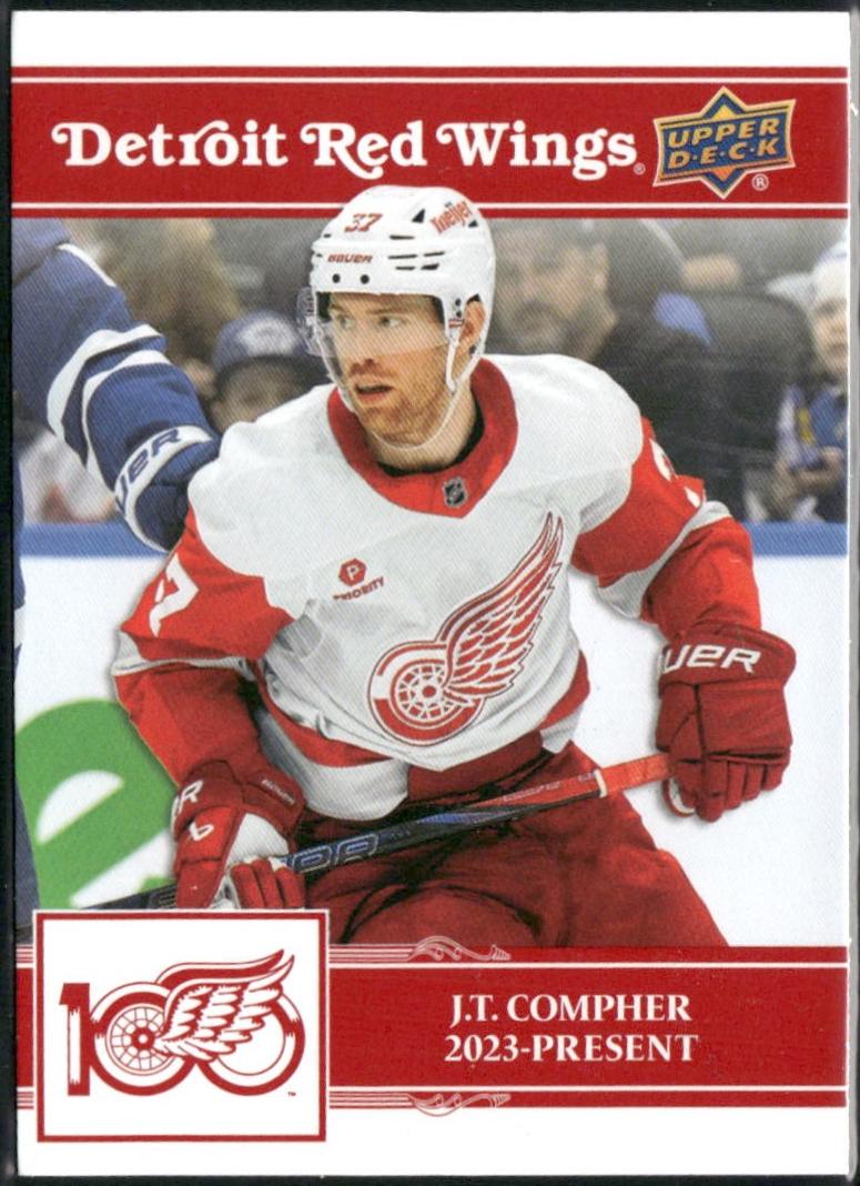 J.T. Compher #65 2025-26 Upper Deck Detroit Red Wings Centennial Hockey