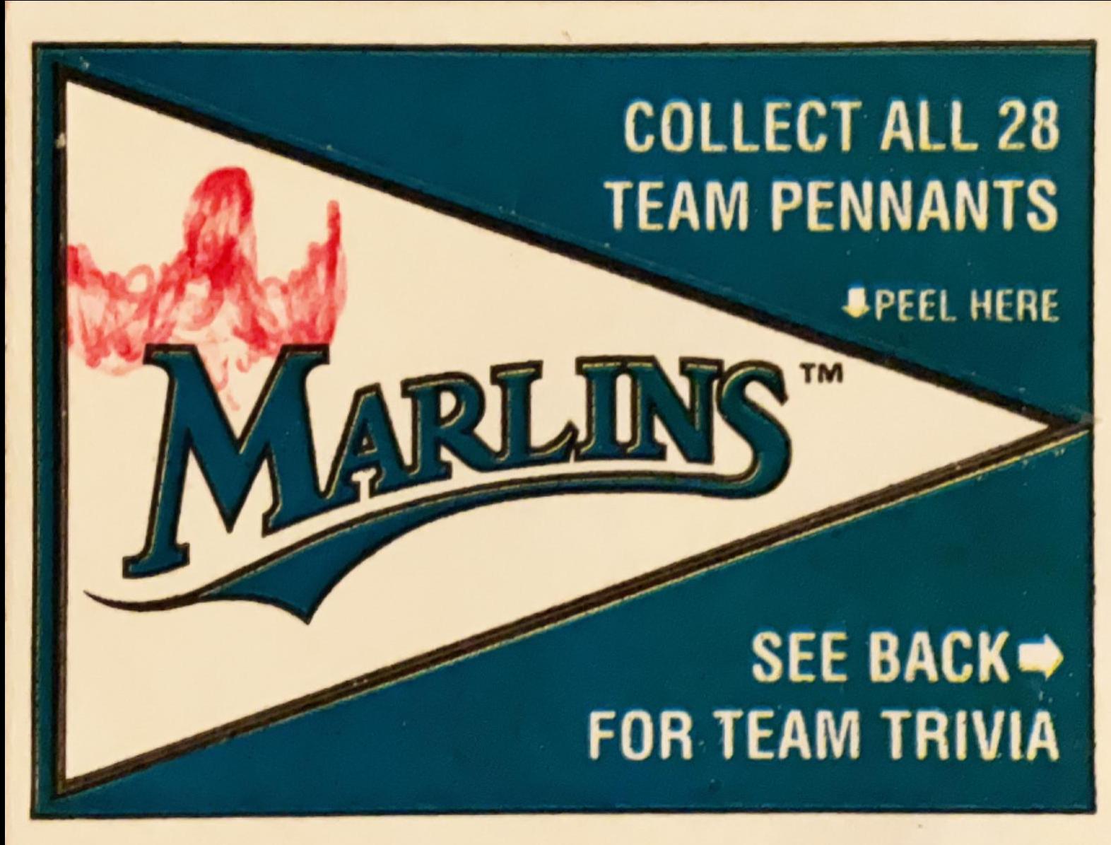 Florida Marlins Baseball Cards 1993 Cracker Jack 1915 Replicas Team Pennant Stickers